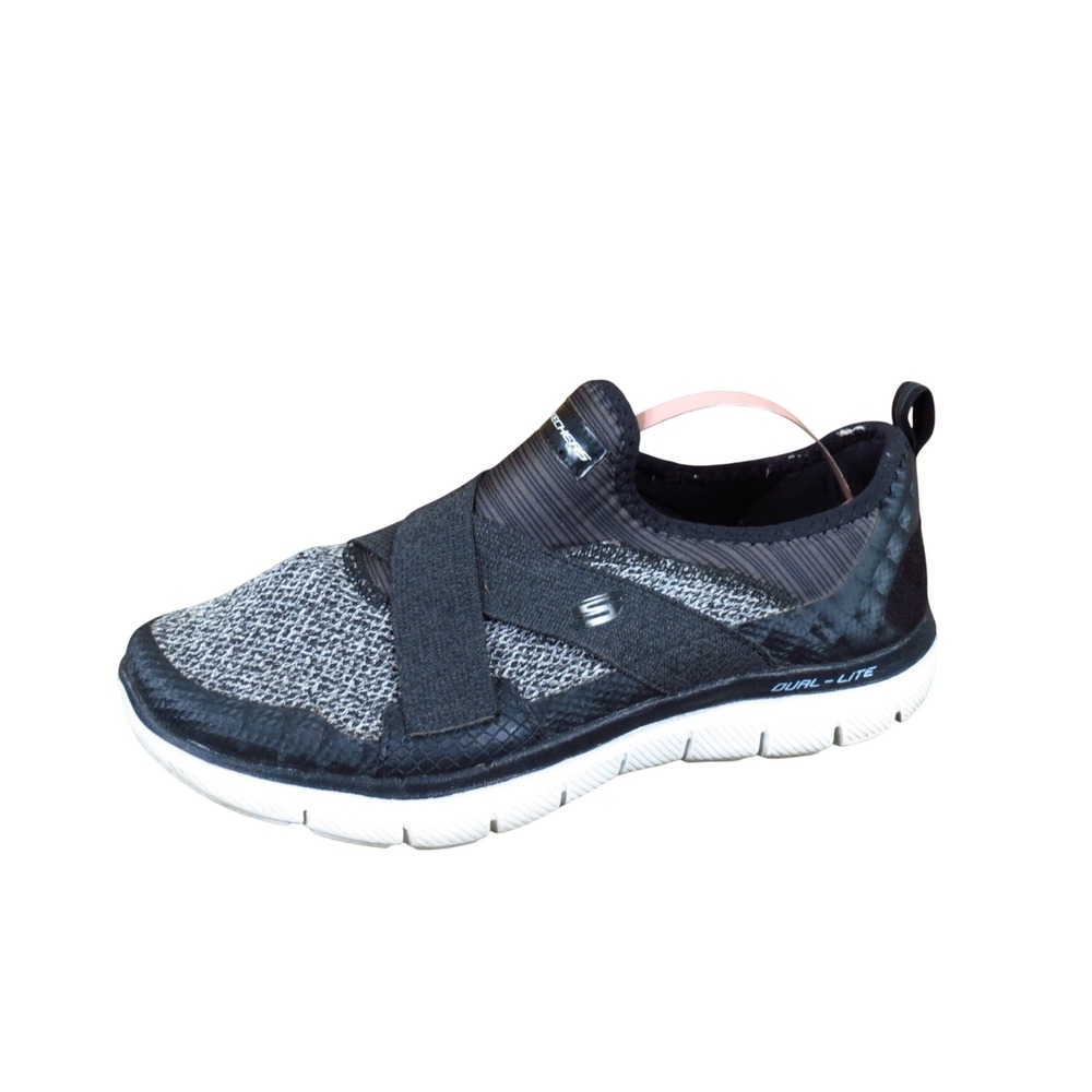 Skechers Flex Appeal 2.0 Women Walking Shoe Size 7.5 Athletic Black White 12752
